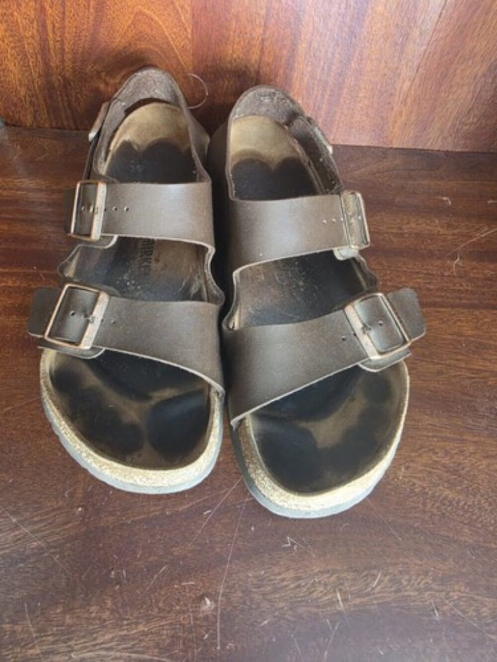 Birkenstock Milano Brown Leather Buckle Sandals Sz 42